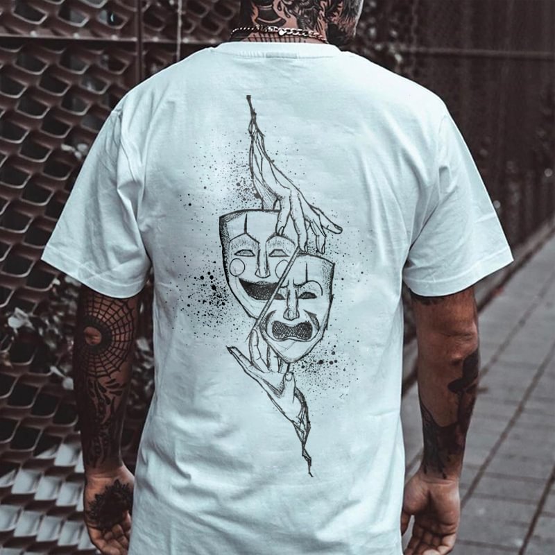 Men's mask printed short sleeves designer T-shirt - Krazyskull