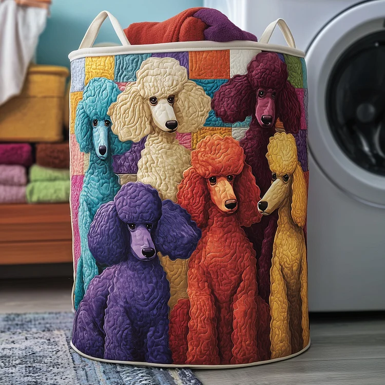 Funky Poodle Quilted Laundry Basket GFTOTG785
