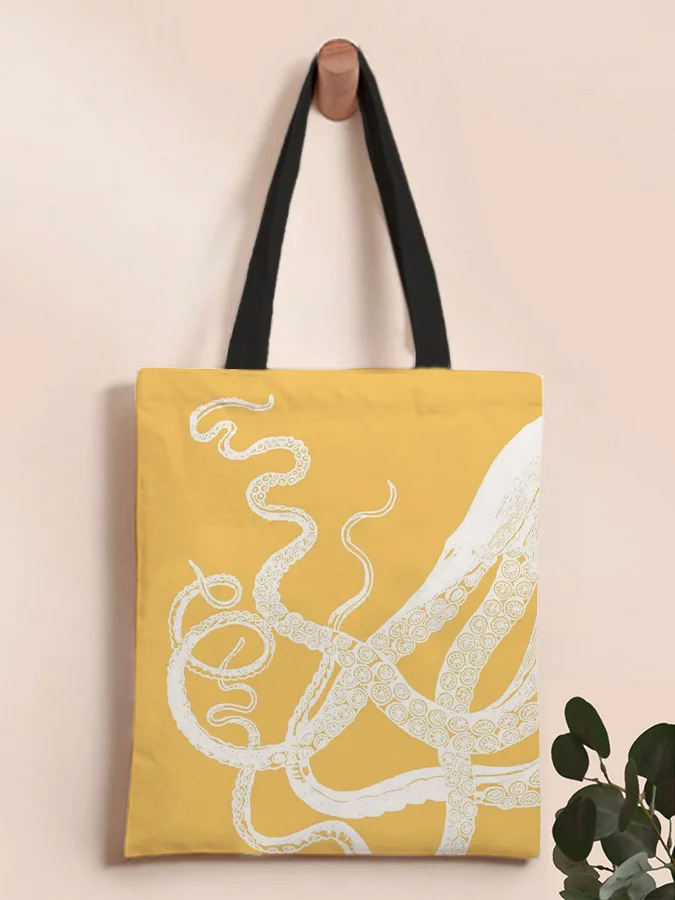 Retro Japanese Octopus Art Print Canvas Shoulder Crossbody Bag