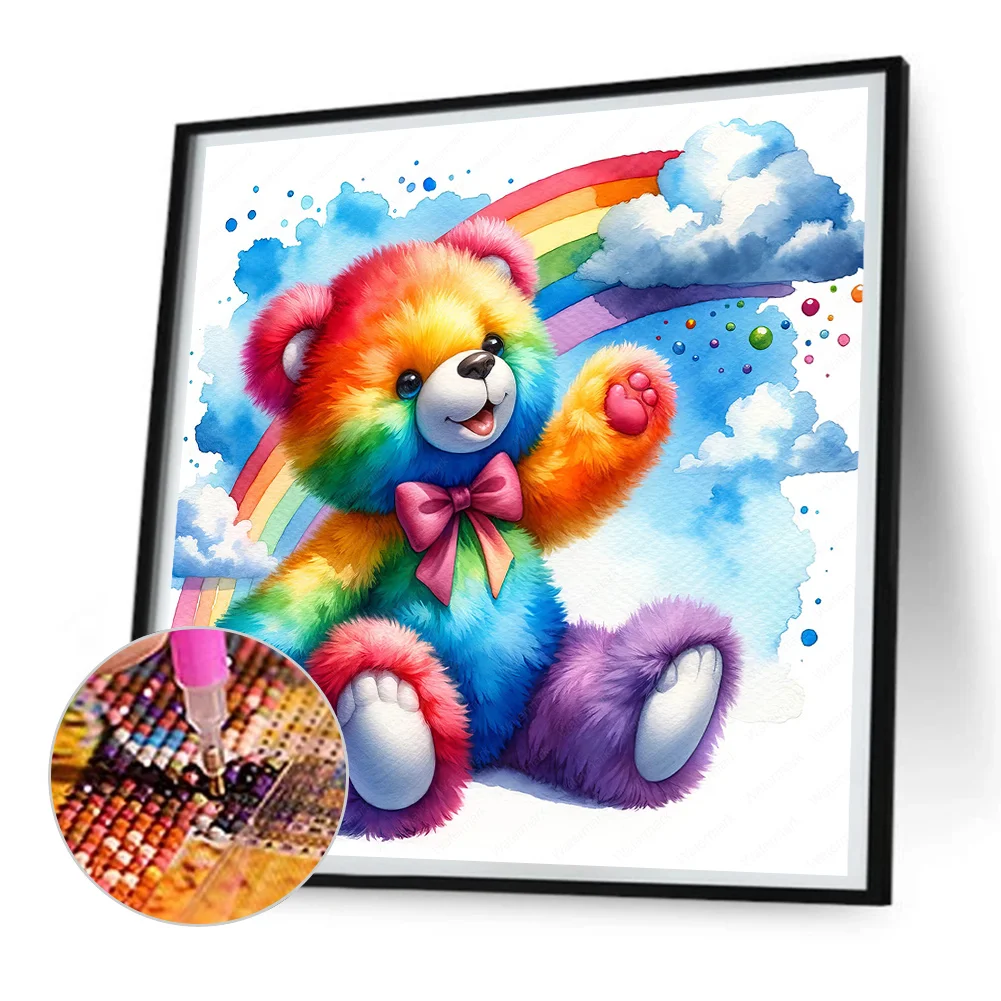 Diamond Painting - Full Round Drill - Rainbow Bear(Canvas|30*30cm)