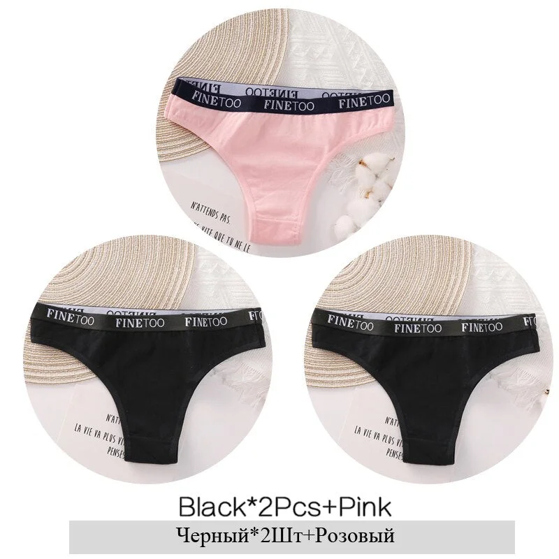 FINETOO Cotton Brazilian Panties Women Letter Underwear Ladies Low Waist Female Underpants Girls Soft Panty Comfortable Lingerie