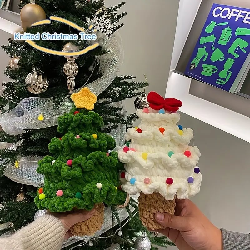 1pc creative christmas tree holiday decorations holiday gifts home decoration pure hand knitted christmas tree details 1