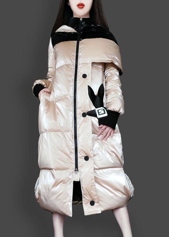 Fitted Khaki Cute hooded asymmetrical design Winter Duck Down Coats CK1756- Fabulory