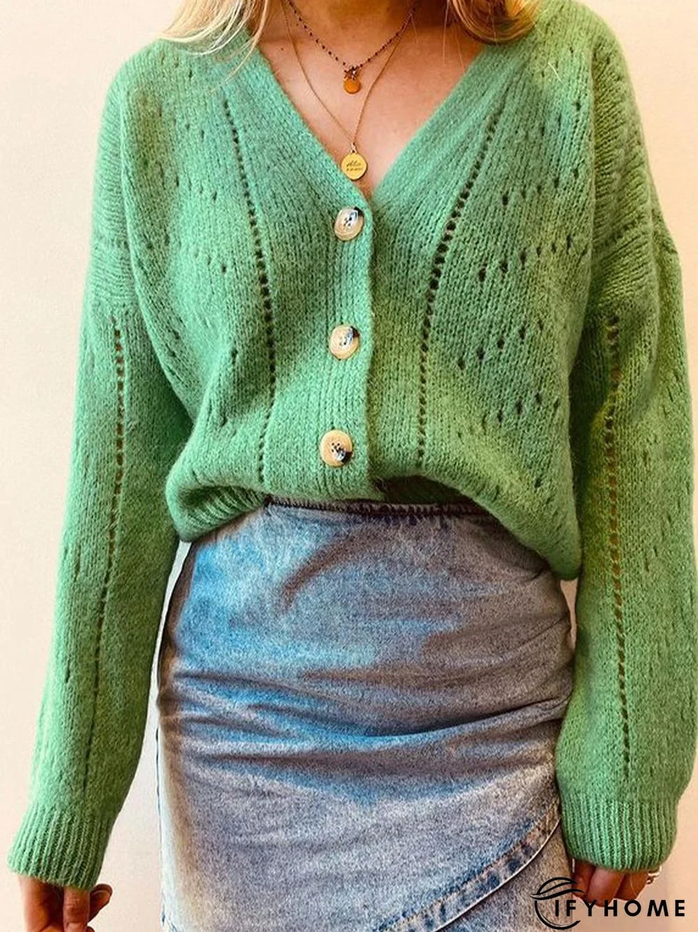 Cotton-Blend Long Sleeve Casual Sweater coat | IFYHOME