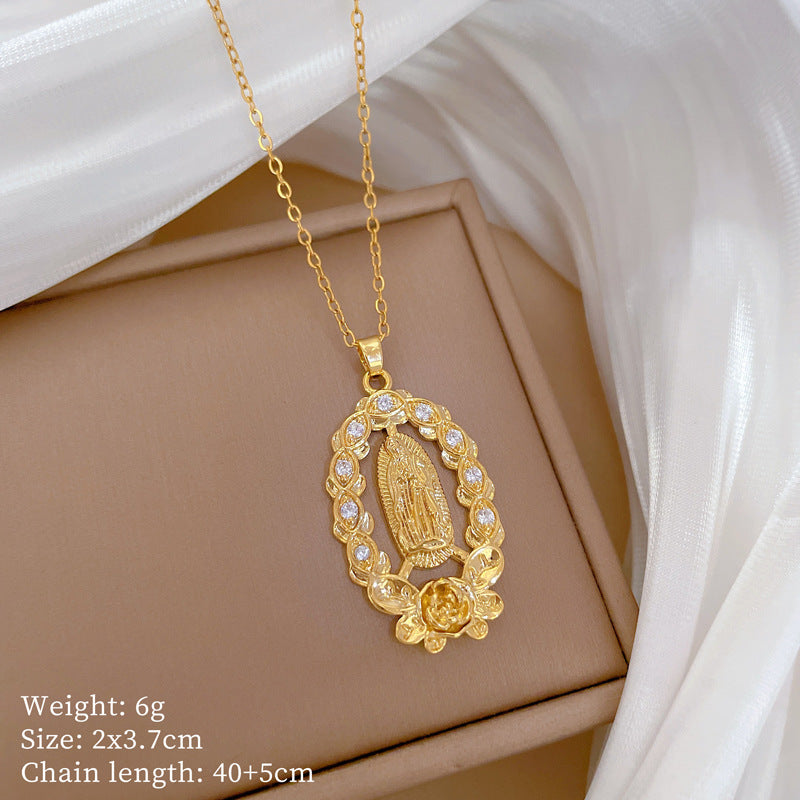 Copper Micro-Inlaid Necklace For Women Copper Micro-Inlaid Real Gold Electroplating Simple Ins Exquisite Clavicle Chain Neck Chain