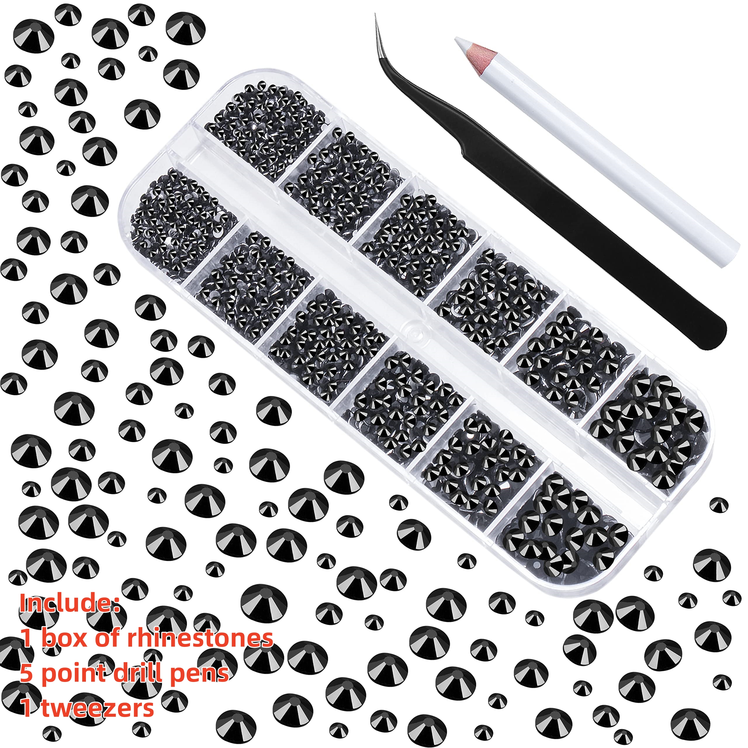 Multi-Size Nail Rhinestones Kit 3D Crystal AB DIY Nail Art Decors Diamond Gems Glitter Manicure Point Drill Pen Tweezers Tools #