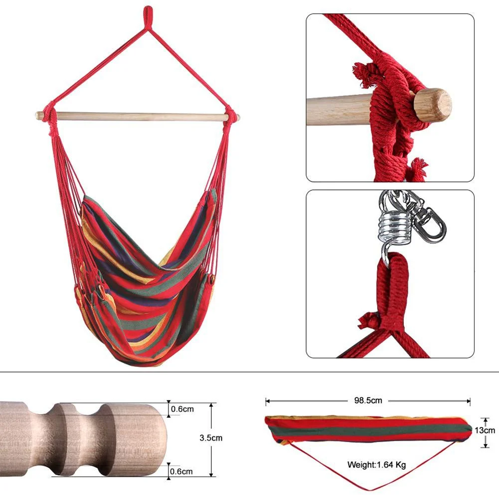 Portable Camping Hanging Hammock Bedroom Swing Bed Lazy Chair (Red Stripe)