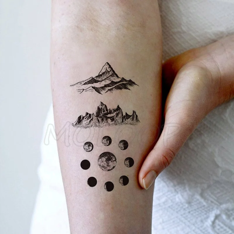 Tattoo Sticker Pine Tree Christmas Plant Black Hand Body Art Water Transfer Temporary Fake Tatto Flash Tatoo for Kid Girl Men