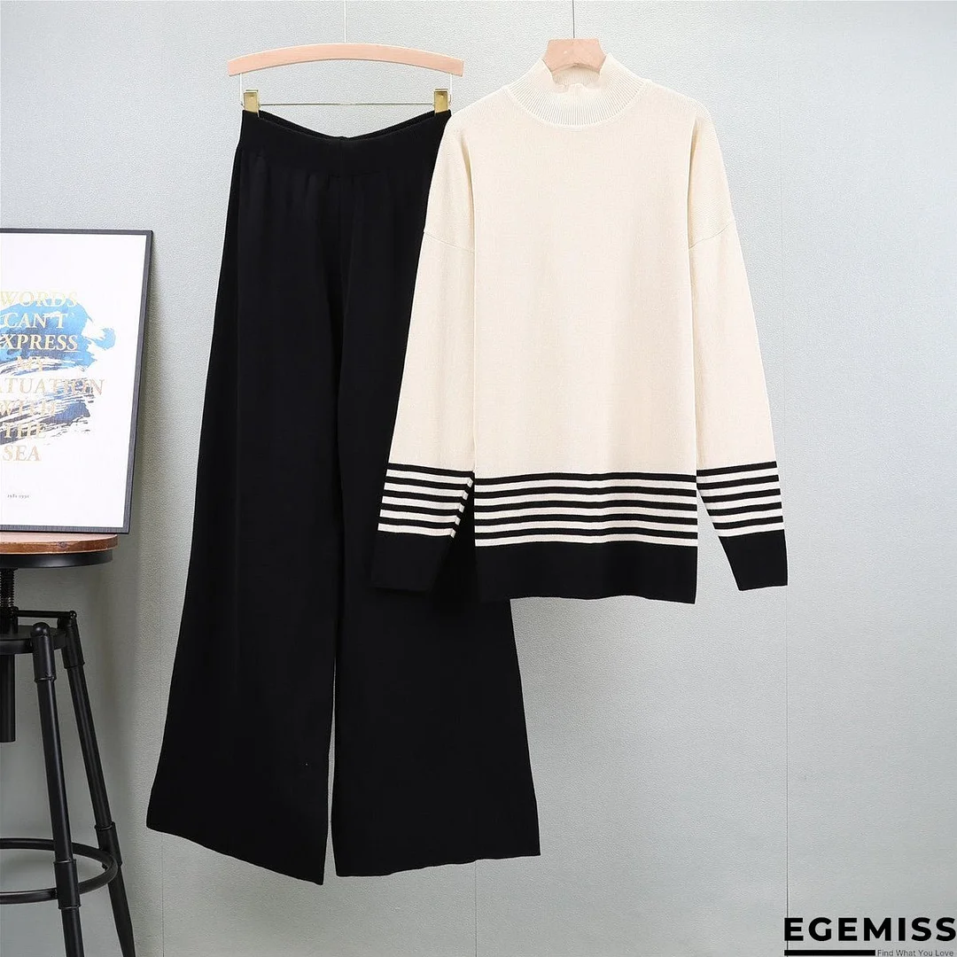 Women's Stripes Contrast Color Trousers Fashion Two-piece Suits | EGEMISS