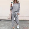 Plain Drawstring Casual Two-piece Outfits