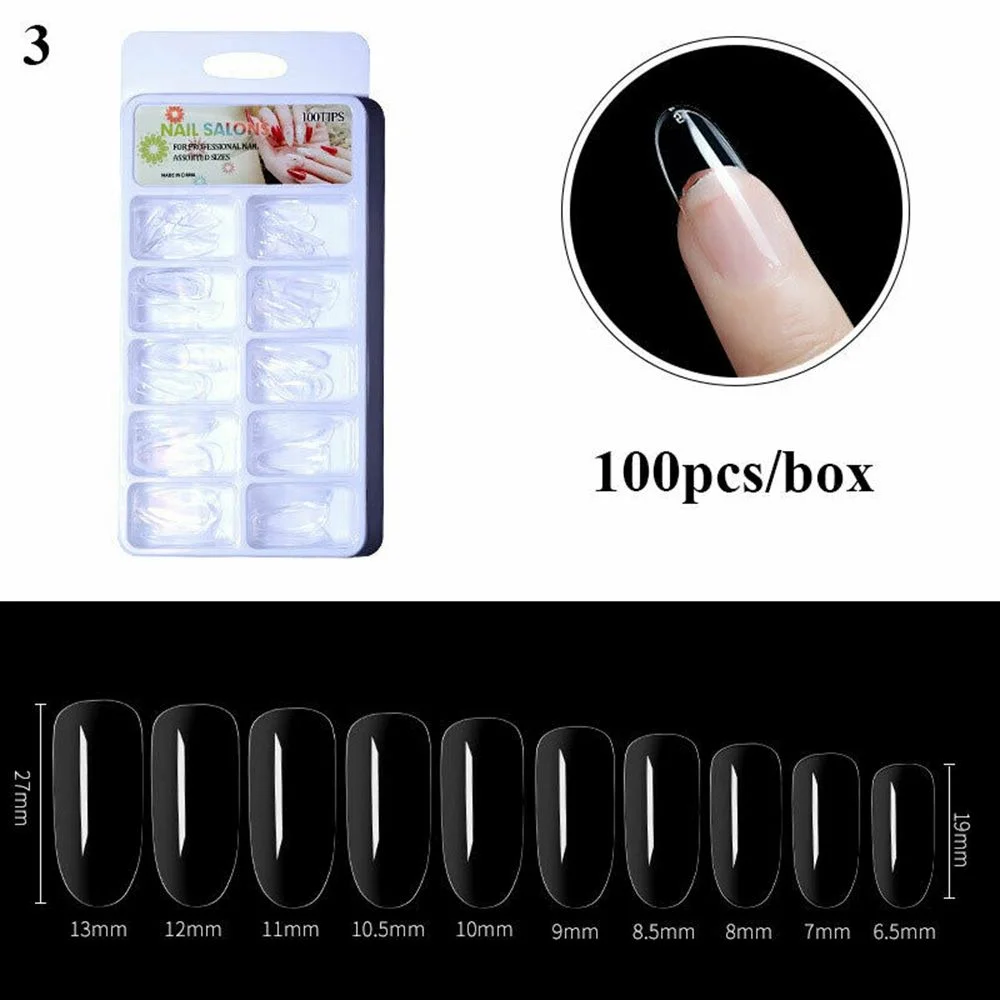 100Pcs Fake Nail Nails Extension Transparent Acrylic Nail Seamless Full/Half Cover Beauty Nail Decor French Nail Manicure Tools-Nail Inspo
