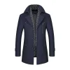 Lapel Mid-Length Plain Single-Breasted Coat for Men