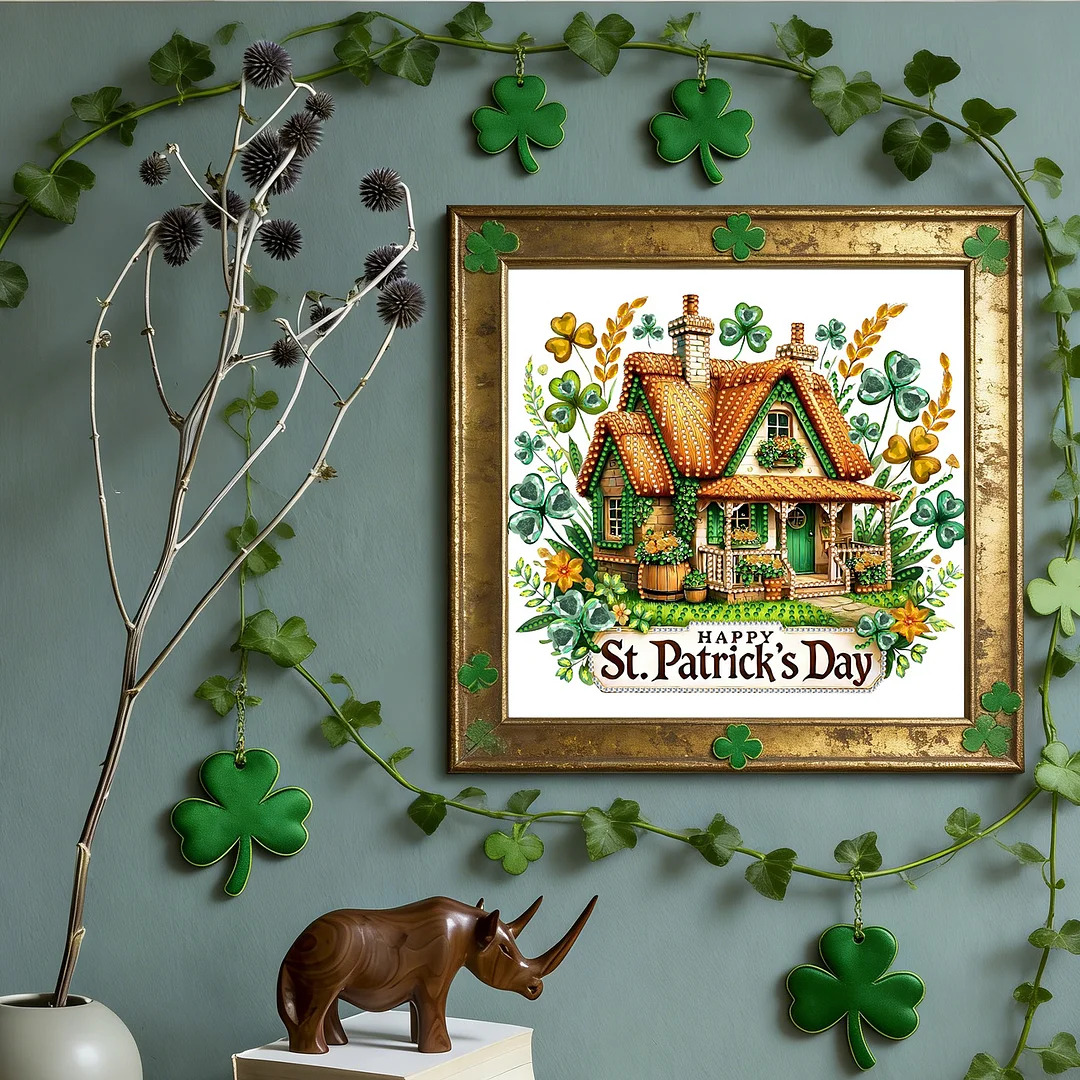 St Patricks Day Special Shaped 5D DIY Partial Drill Diamonds Dots Gem Art Kits for Adults Beginners Home Decor Diamonds Paintings Gem Art 11.81 X11.81inch