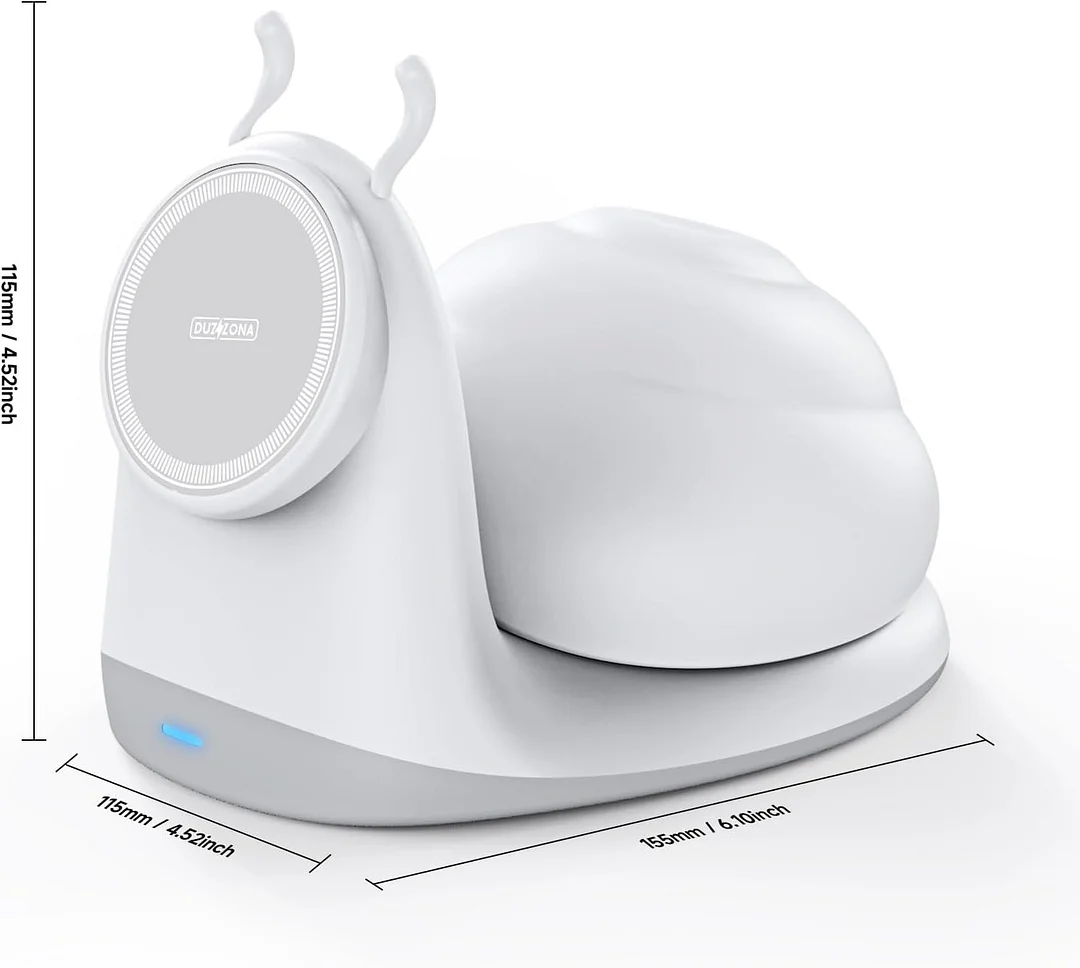 2-in-1Night Light with 15W Wireless Charger,Cute Snail Night Light