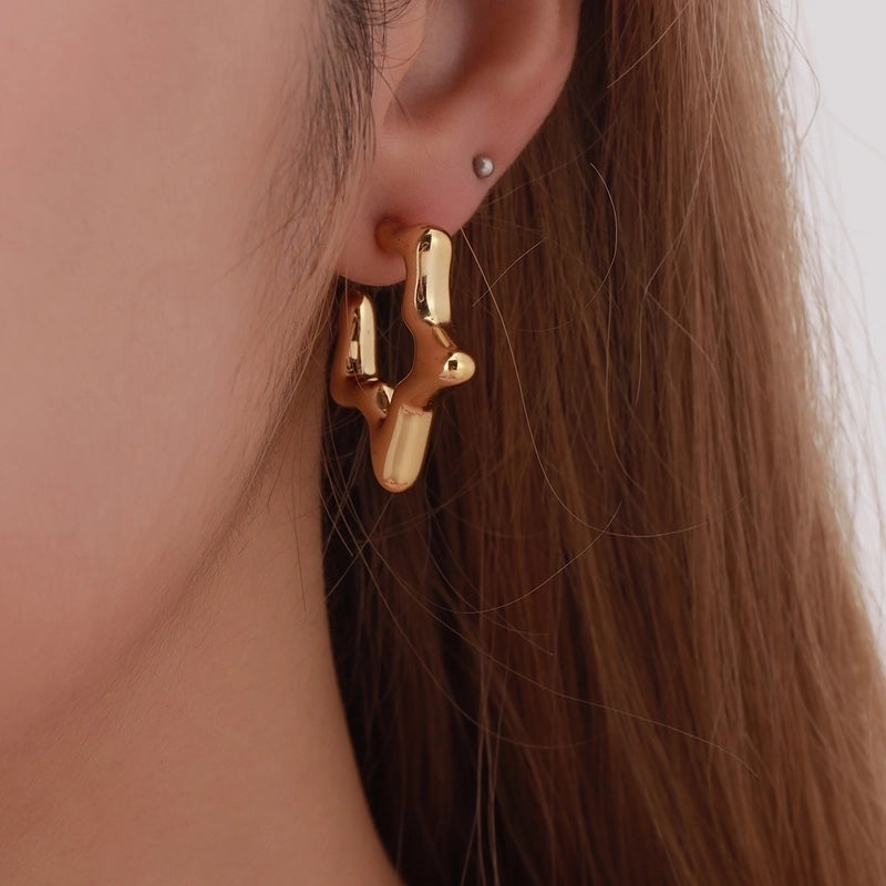 1 Pair Casual Pentagram 304 Stainless Steel Earrings