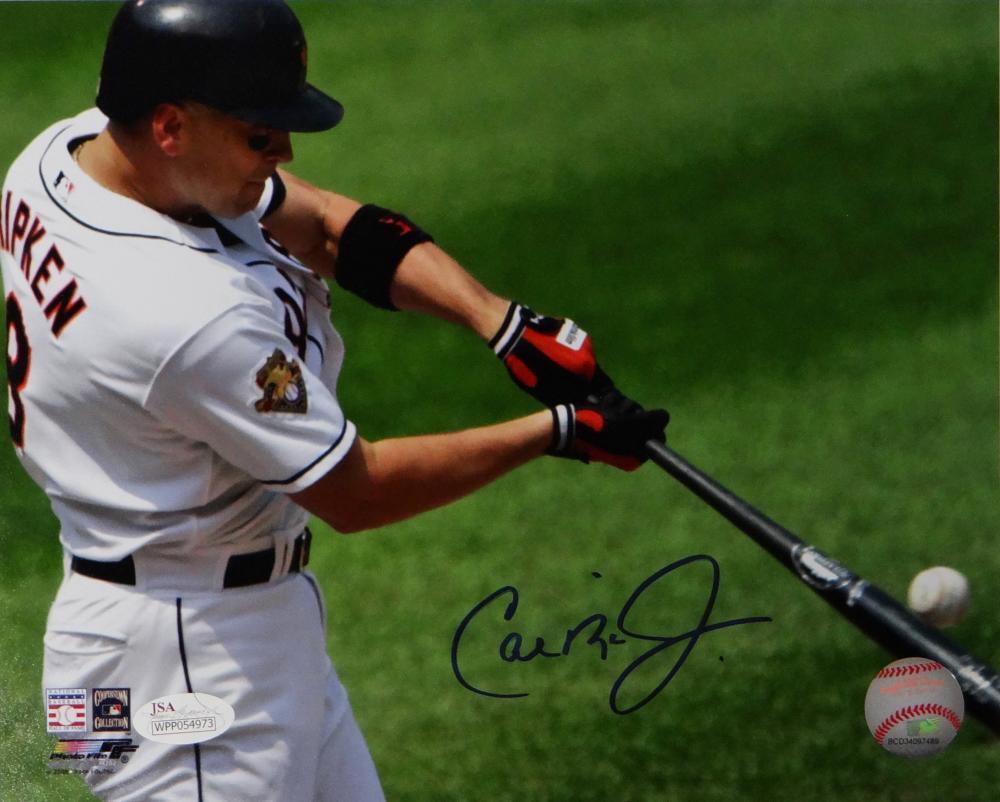 Cal Ripken Jr Autographed Baltimore Orioles 8x10 PF Photo Poster painting Batting- JSA W Auth *B