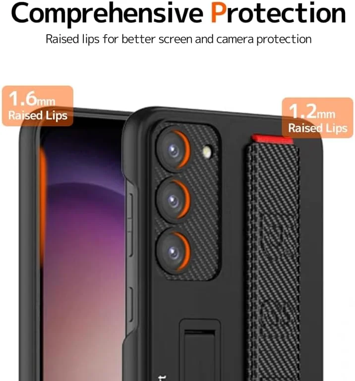 Suitable for S26 Ultra phone case, ultra-thin stand, elastic wrist strap, precision hole, shockproof protective case