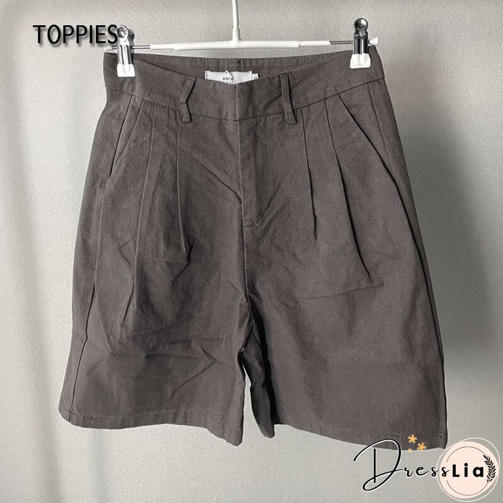 Toppies White Linen Shorts Wide Leg Summer Shorts Woman High Waist Shorts Streetwear