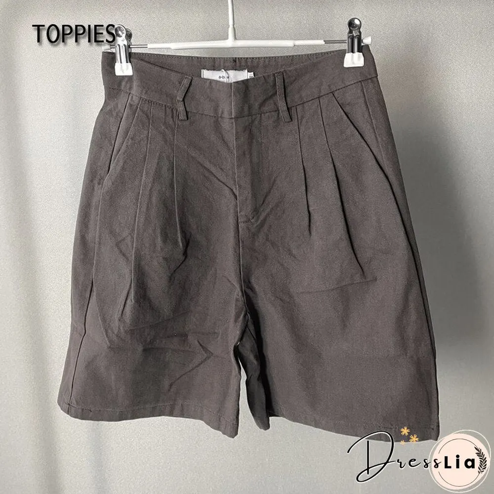 Toppies White Linen Shorts Wide Leg Summer Shorts Woman High Waist Shorts Streetwear