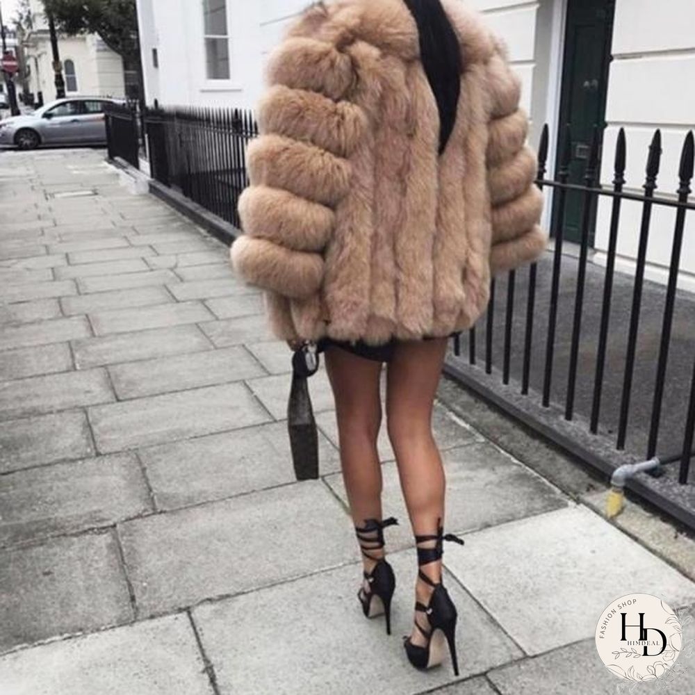 Fashion Winter Solid Color Thicken Faux Fur Coat Women Loose Warm Long Sleeve Jacket(SIZE:S-XXXXXL)