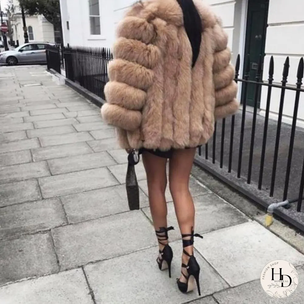 Fashion Winter Solid Color Thicken Faux Fur Coat Women Loose Warm Long Sleeve Jacket(SIZE:S-XXXXXL)
