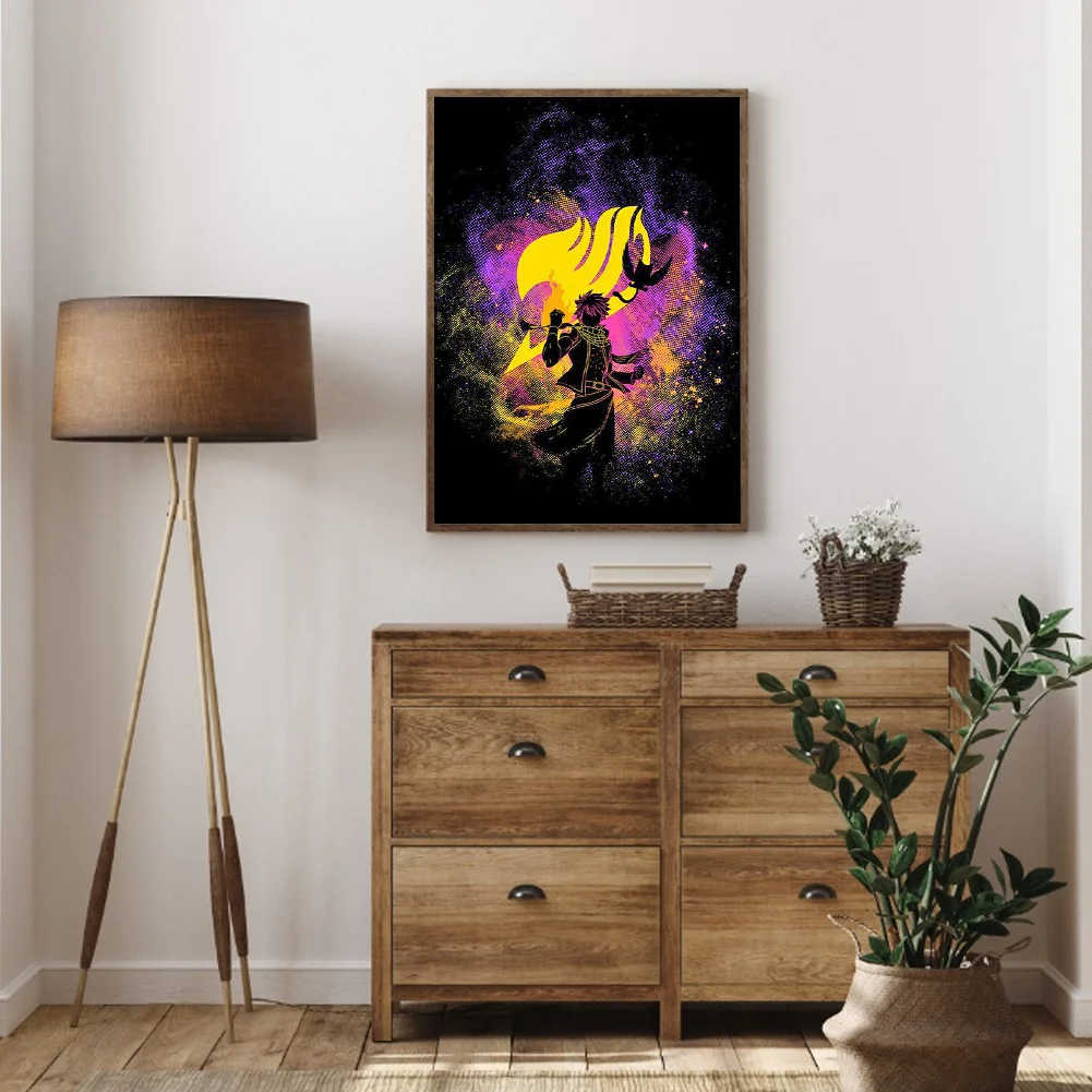 Full Round Diamond Painting 30*40cm - Fairy Tail-Natsu Silhouette