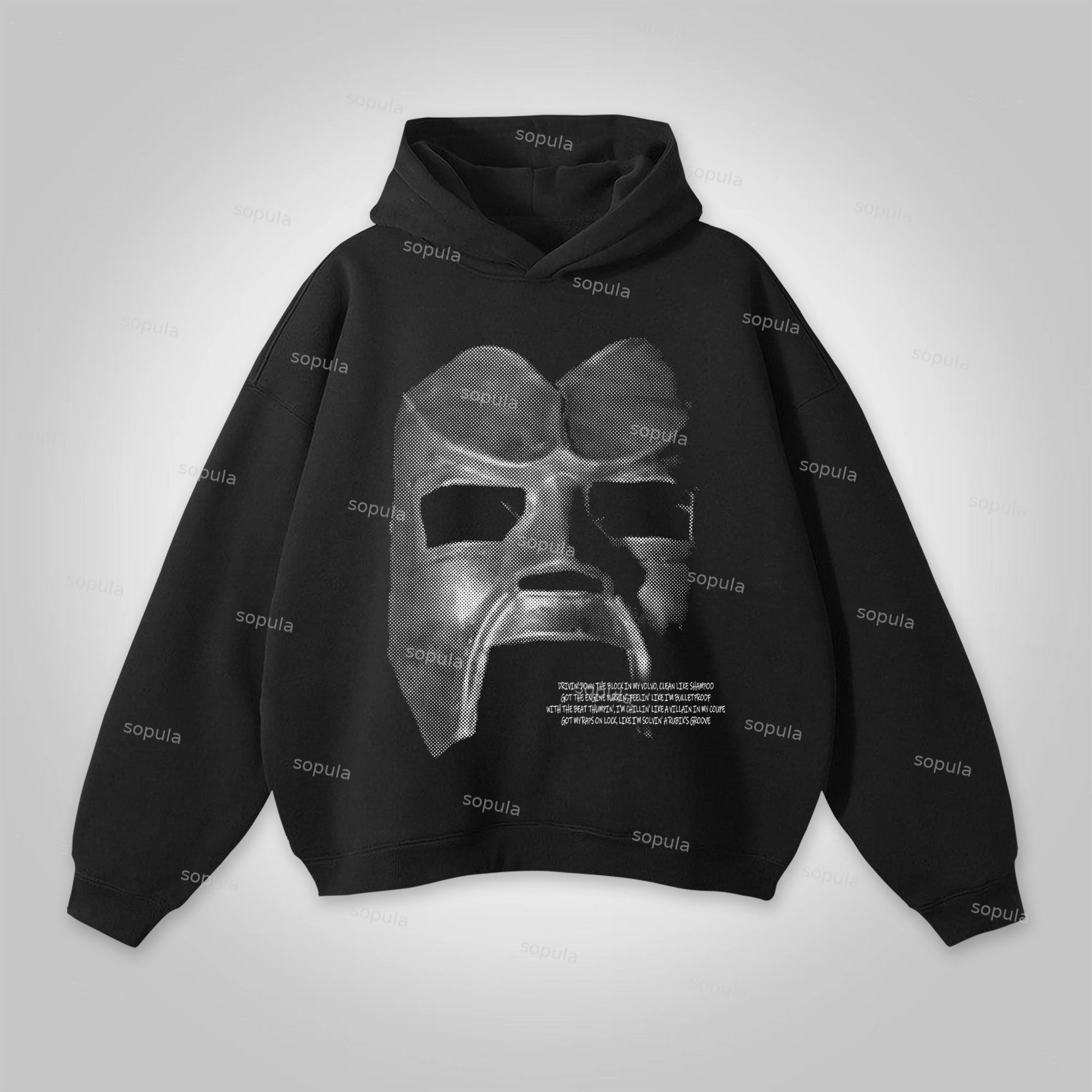 Sopula Vintage The Illest Villain Mf Doom Graphic Print Pocketless Hoodie
