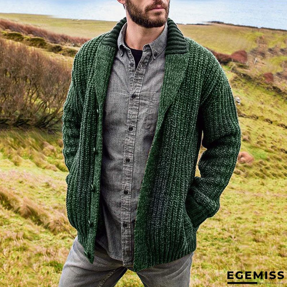 Autumn and Winter Men's Cardigan Solid Color Long Sleeve Knitted Sweater Coat | EGEMISS