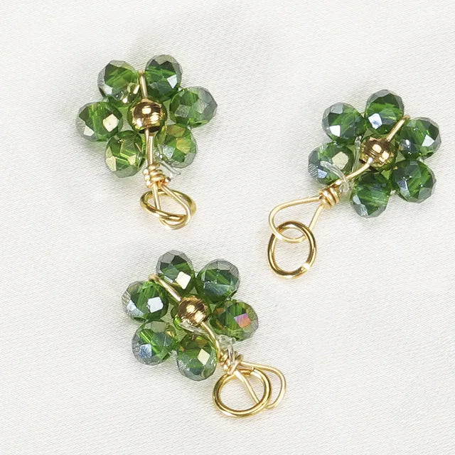 20 PCS/Package Diameter 10mm Hole 3~3.9mm 304 Stainless Steel Artificial Crystal Flower Pendant Jewelry Accessories