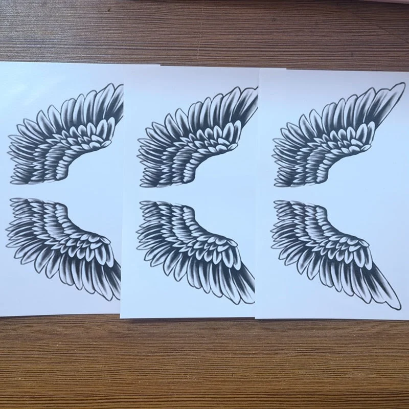New Neck Wing Temporary Tattoo Sticker Men And Women Waterproof Black Lasting Fake Tattoo Demon Angel Body Art Tattoo Sticker