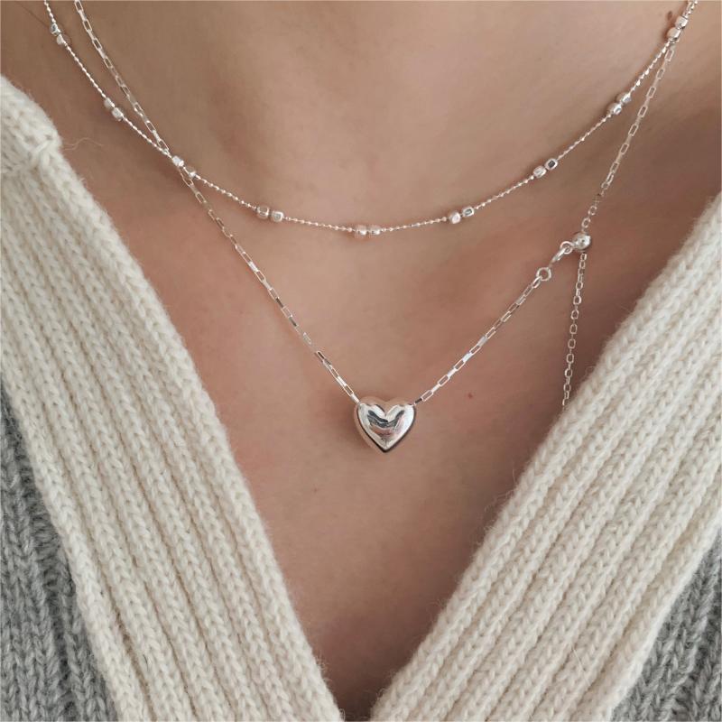925 Sterling Silver Korean Tulip Geometric Silver Electroplating Necklaces