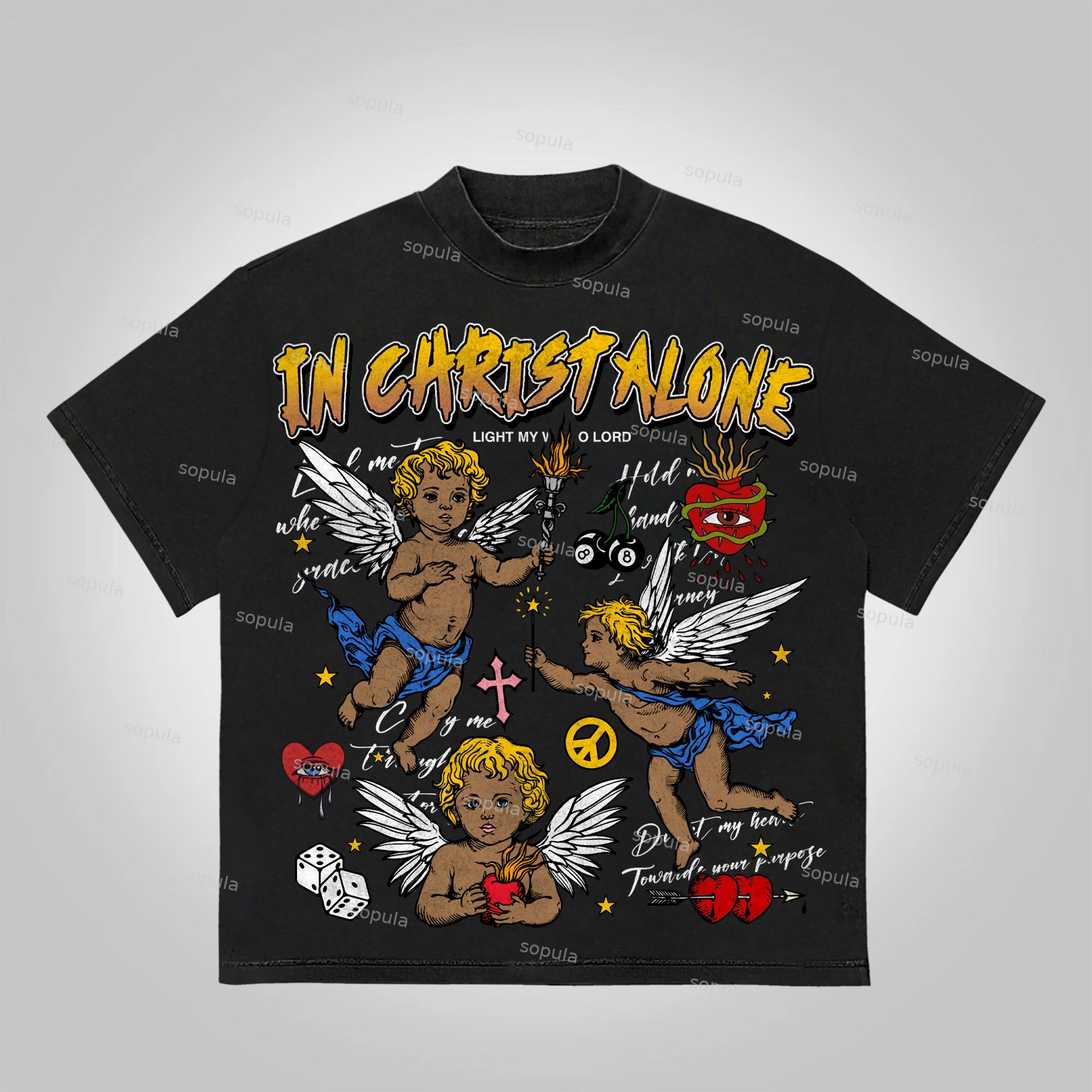 Sopula In Christ Alone Collage Printed Graphics Cotton T-Shirt