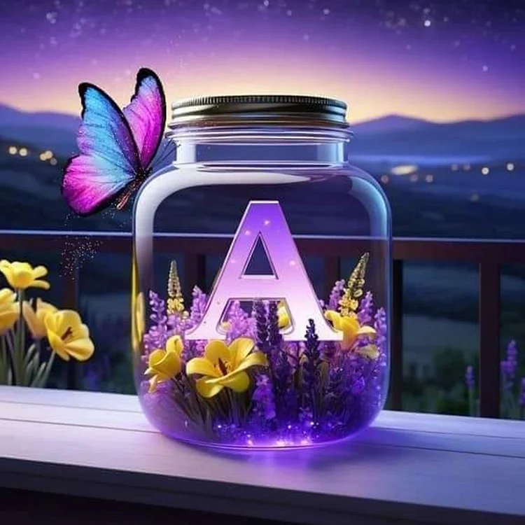 Fantasy Glass Bottle Butterfly Letters 40*40CM (Canvas) Full Round Drill Diamond Painting gbfke