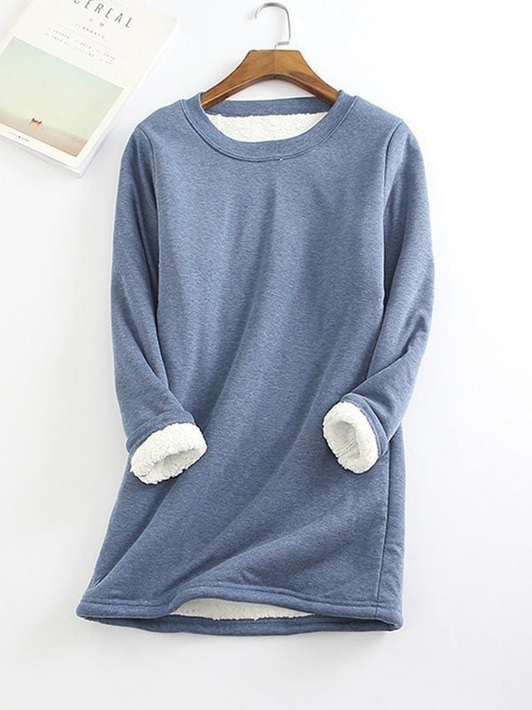 Women‘s Casual Cotton Round Neck Solid Sweatshirt (S-5XL)
