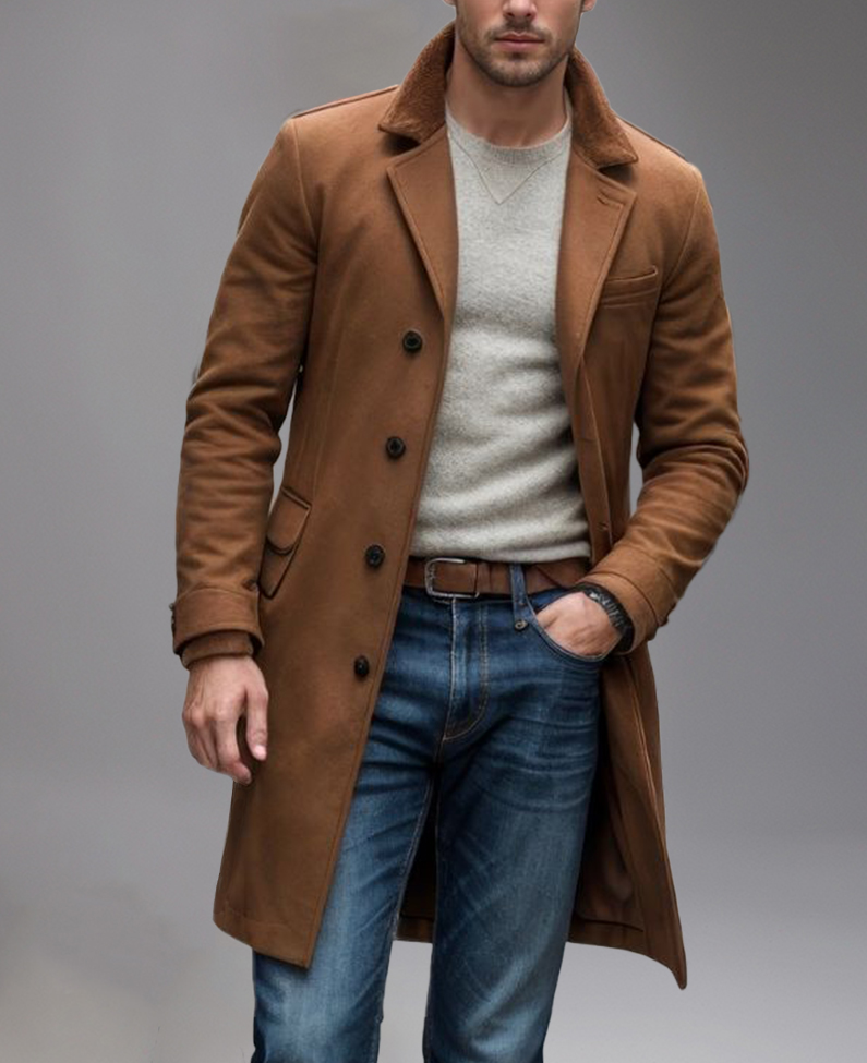 Casual Lapel Collar Long Sleeve Single Breasted Trench Coat