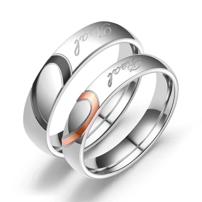Couple Heart Shaped Stainless Steel Rings Tp190418118103