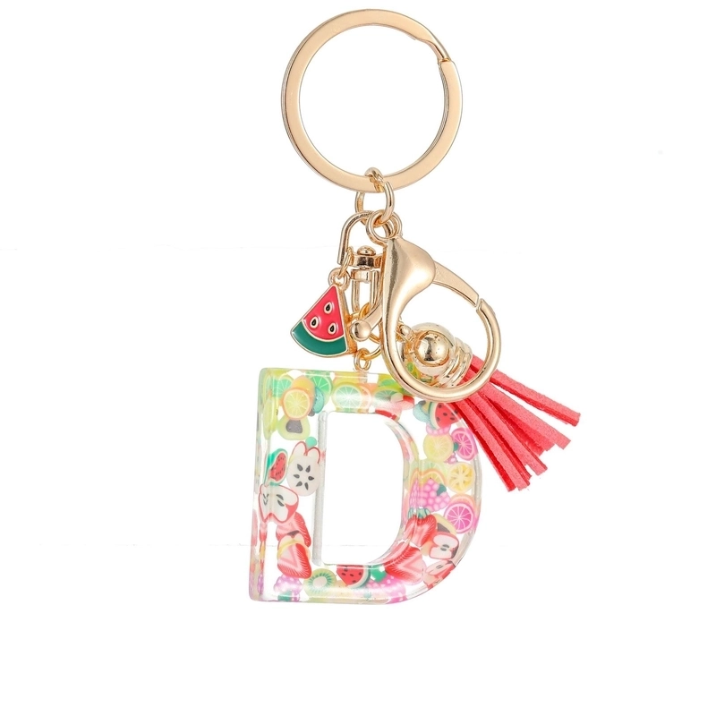 Cute Letter Tassel Watermelon Resin Unisex Keychain