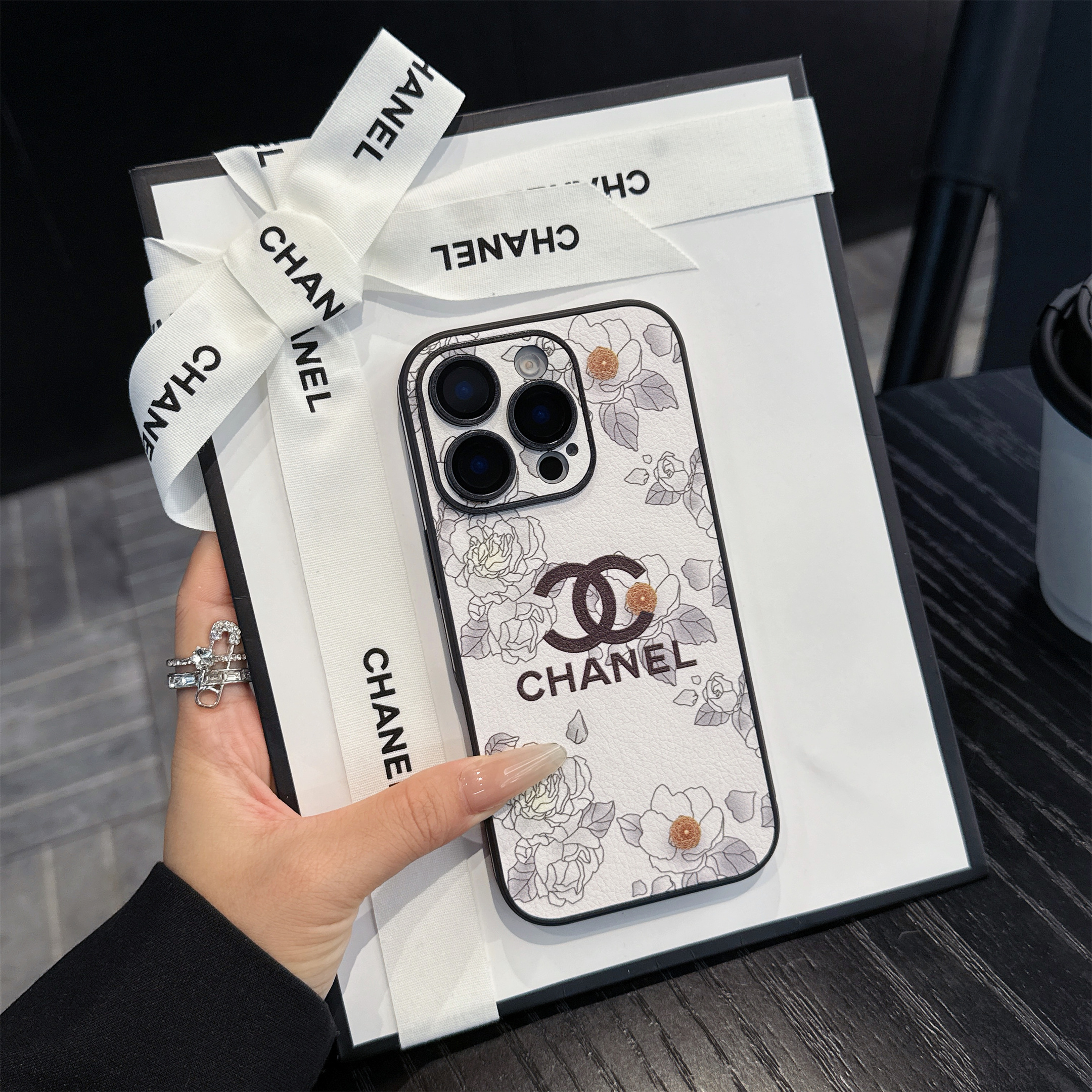 Exclusive Design Chanel Camellia Leather Apple iPhone Case
