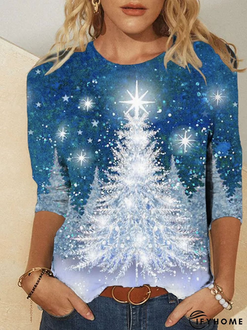 Loose Christmas Snowman Crew Neck Vintage Blouse | IFYHOME