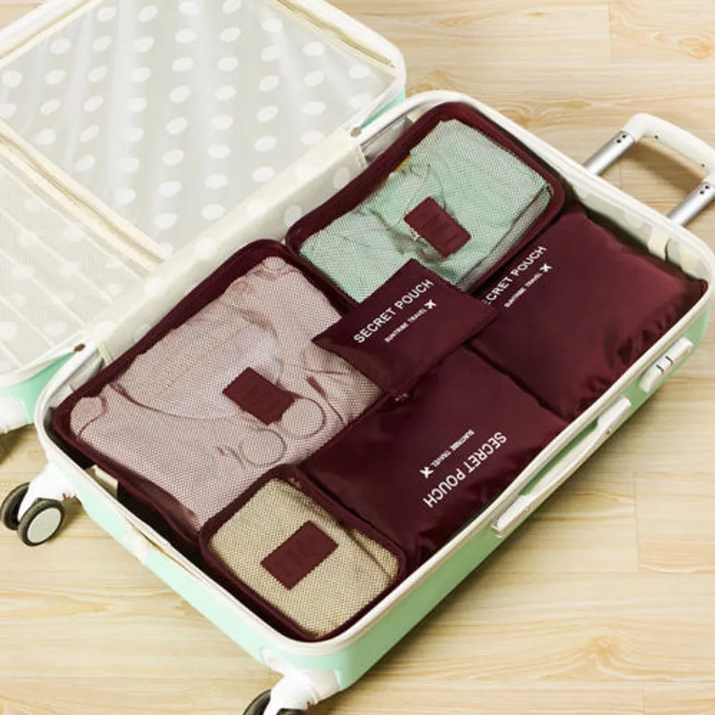 2020 Hot Selling 6Pcs Travel Clothes Storage Waterproof Bags Portable Luggage Organizer Pouch Packing Cube 8 Colors Local Stock