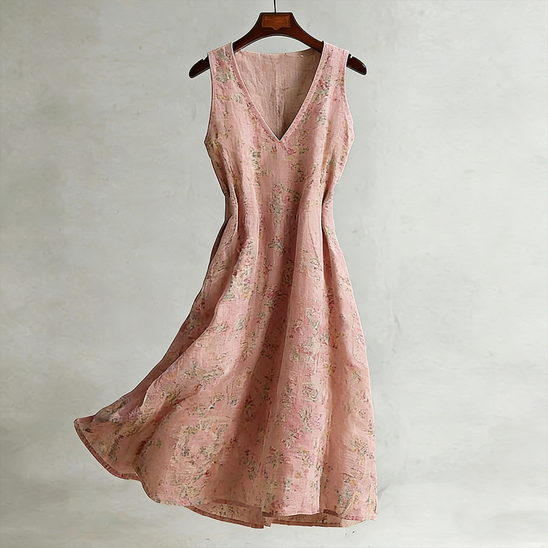 Comstylish Women's Retro Bohemian Floral Pattern Casual Sleeveless Dress