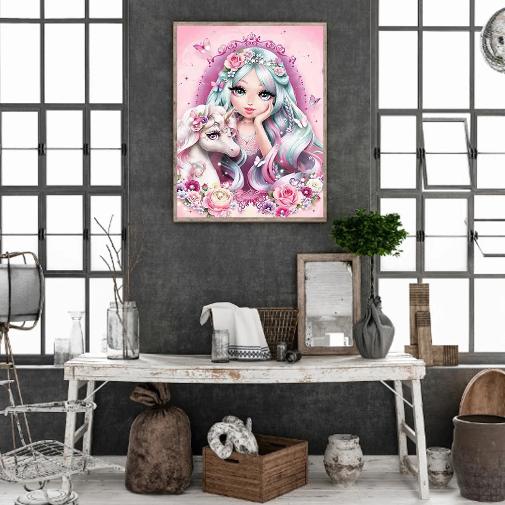 Full Square Diamond Painting 30*40cm - Unicorn Girl