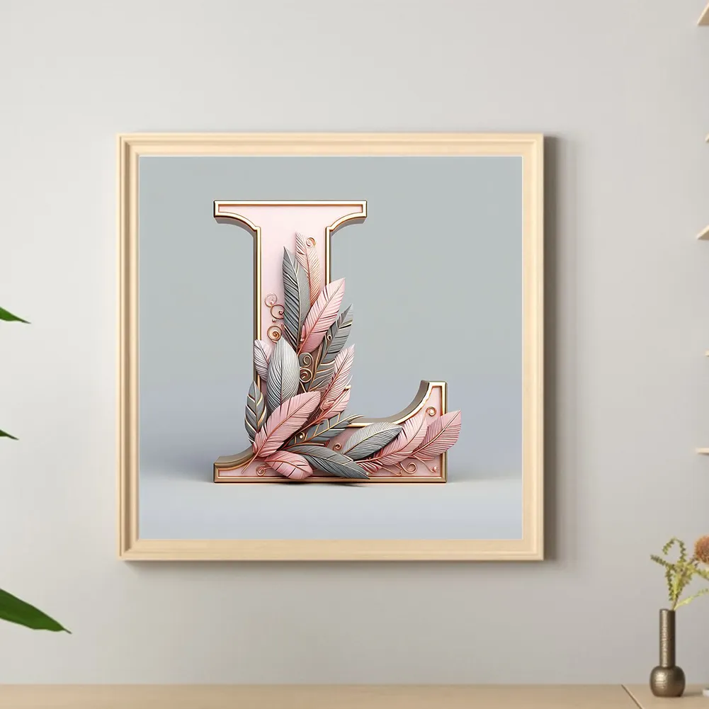 Full Round Diamond Painting 30*30cm - Twenty-Six Letters - L