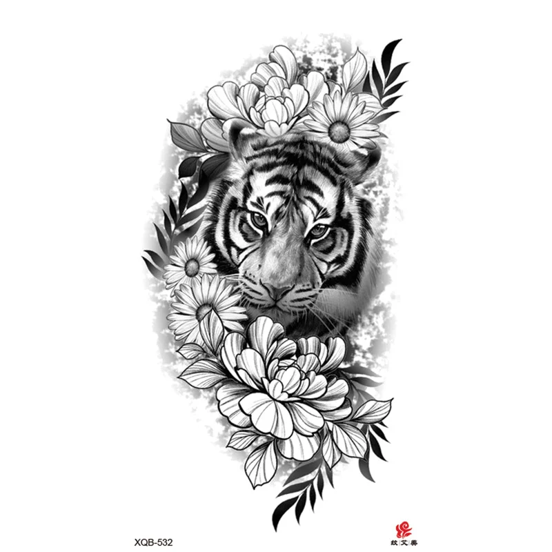 Sdrawing Full Arm Waterproof Tattoo Sticker Totem Animal Skeleton Small Arm Tattoo Sticker