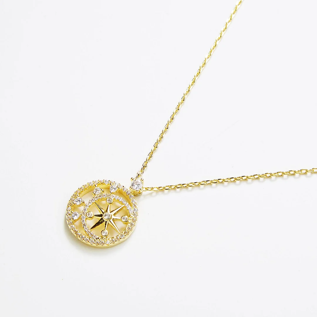 14K Gold Moon and The North Star "Hold Me Tight" Pendant Necklace