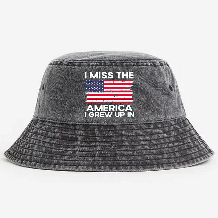 I Miss The America I Grew Up In USA Flag Print Bucket Hat