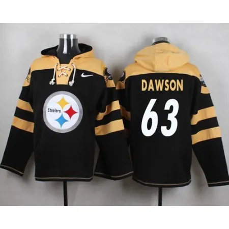 Steelers #63 Dermontti Dawson Black Player Pullover NFL Hoodie