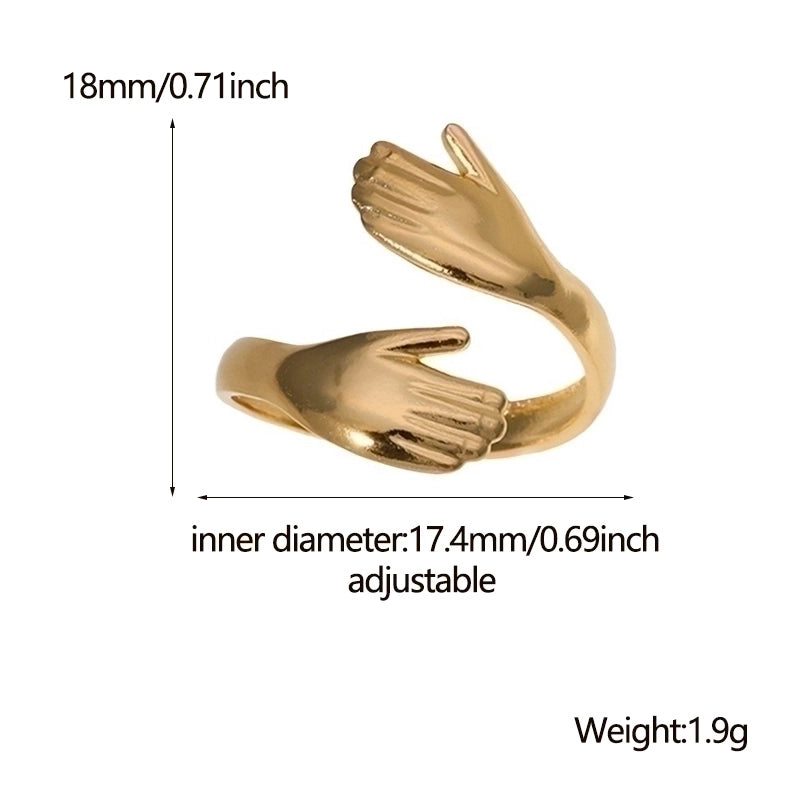 Fashion Palm 304 Stainless Steel 18K Gold Plated Stainless Steel Rings