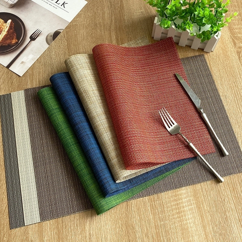 Cross-border Solid Color European-style Pvc Woven Insulation Western-style Placemat Hotel Home Teslin Dining Table Cushion Coaster