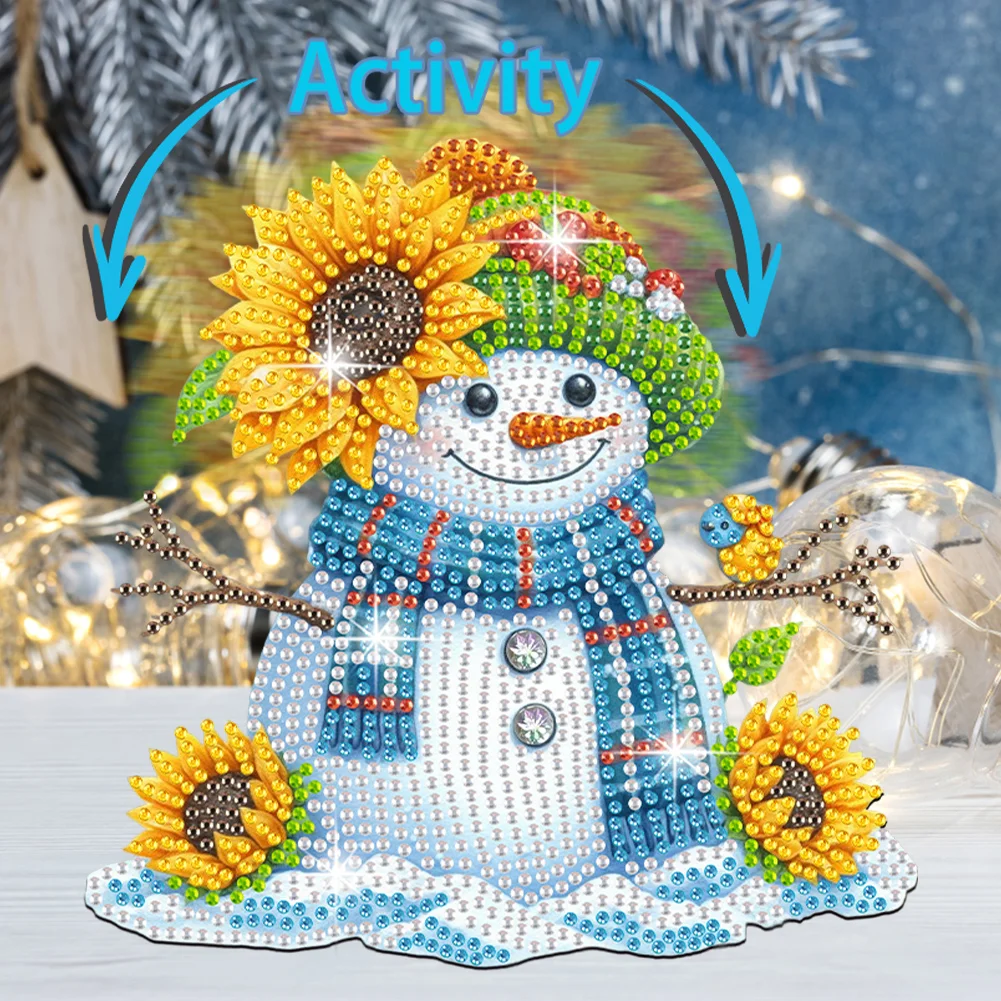 5D DIY Acrylic Shaking Head Sunflower Snowman Diamond Painting Desktop Decors for Home